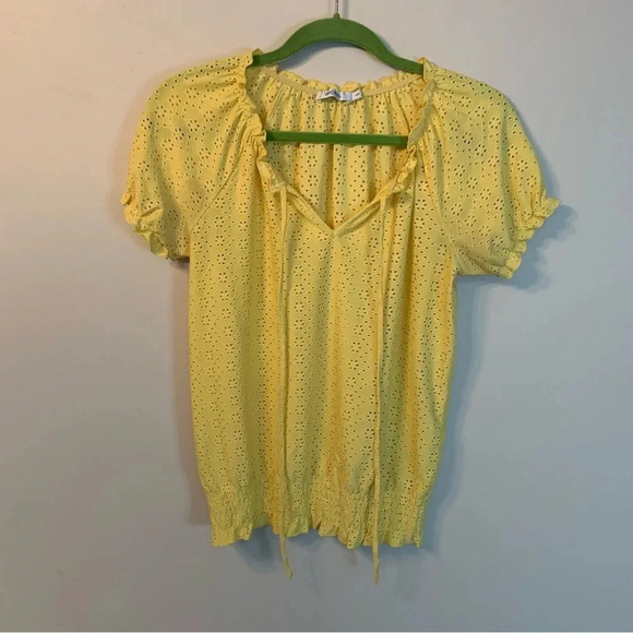 Ricki's Tops - Ricki’s Yellow  Perforated blouse S